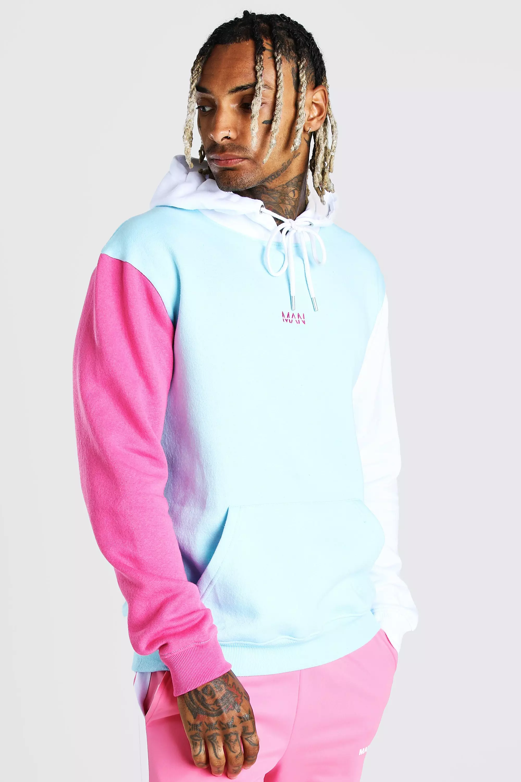 Colour block best sale hoodie men